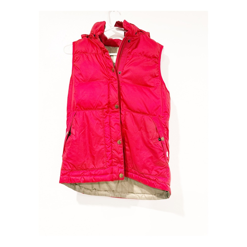 Burton Dryride Red Puffer Vest Detachable Hood Womens Medium Insulated Quilted